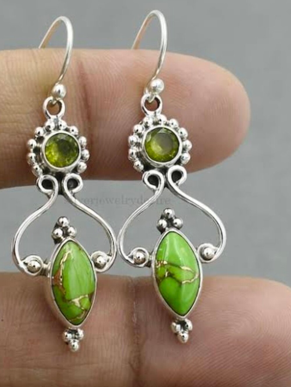 $8 Each Or Bundle 5/$20 Sterling Silver & Green Drop Earrings